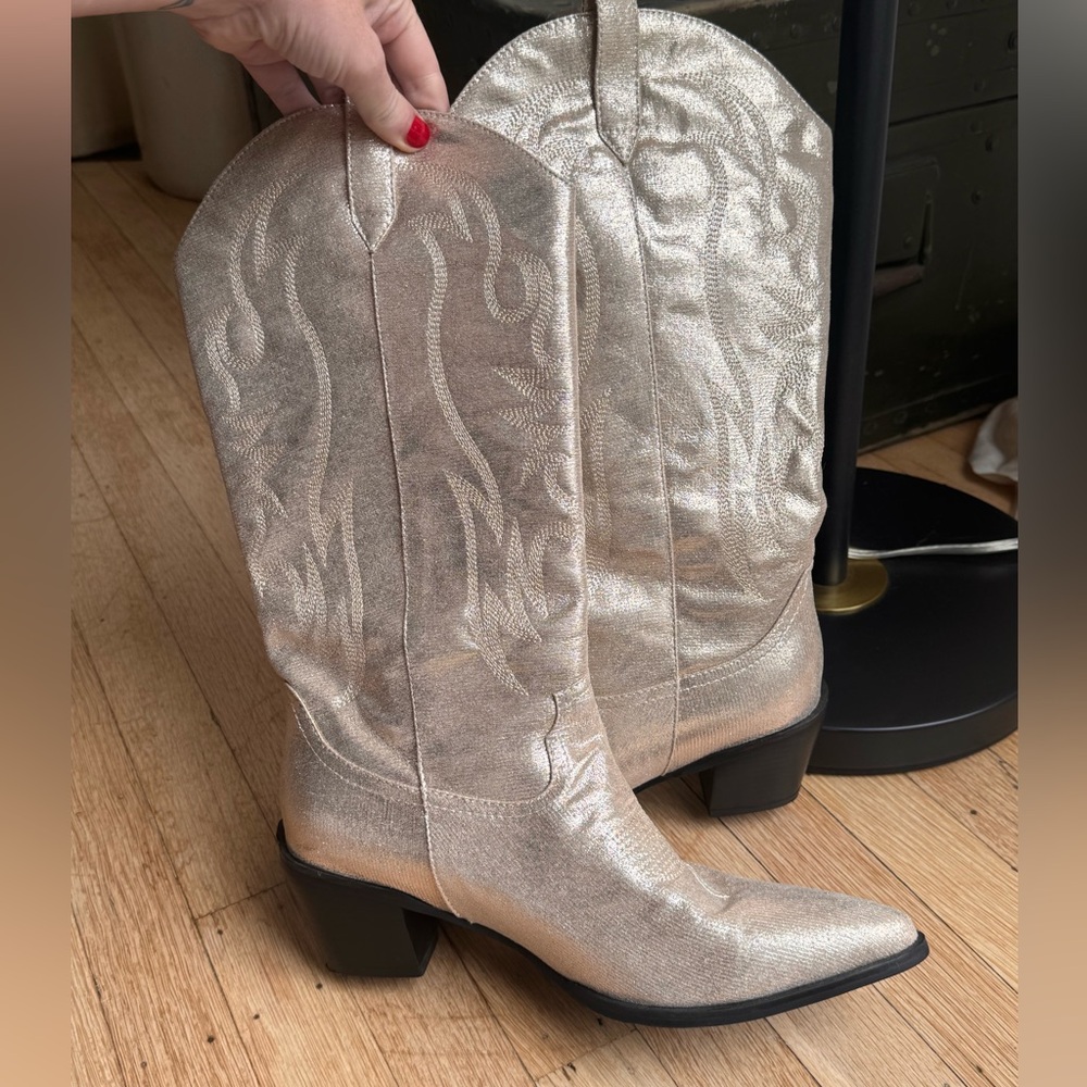 Metallic Glitter Gold Cowboy Boots